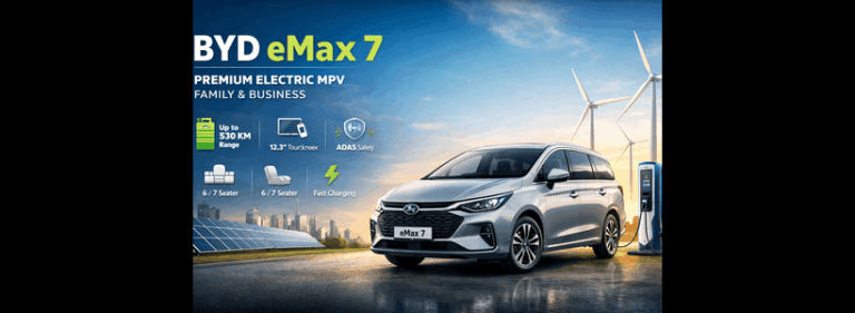 BYD eMax 7 in a futuristic cityscape (1)